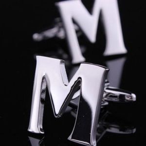 Men's Silver Initial M Cufflinks